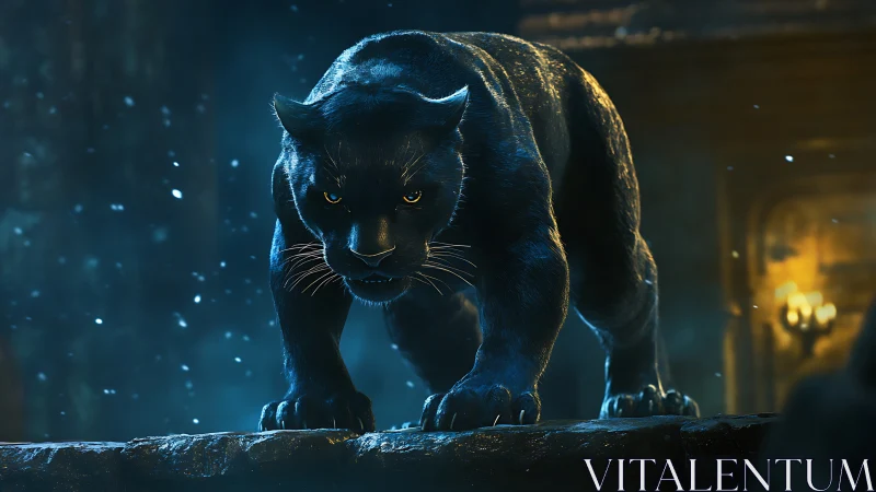 Obsidian Prowler: Luminous Eyes in the Void.