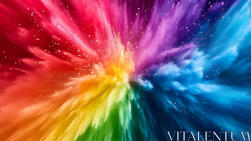 Color powder burst forming full spectrum radial explosion.