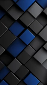 Angled black and cobalt blue extruded cubes with glossy shading