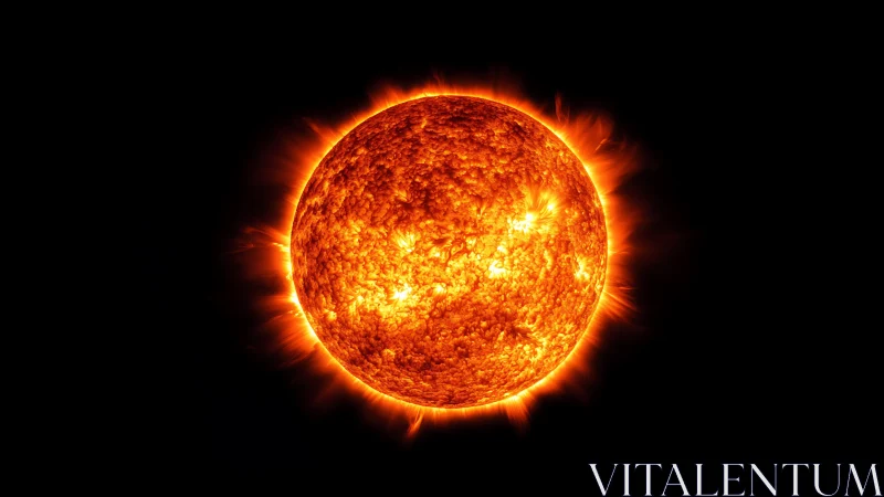 Radiant solar sphere glowing against the silent cosmos.