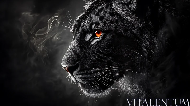 Black Lion with Glowing Amber Eyes.