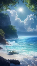 Coastal Cliff Seascape with Azure Waters and Cloud Formation.