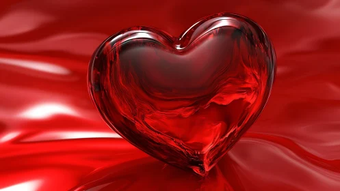 Crystal Heart Glowing with Radiant Red Warmth
