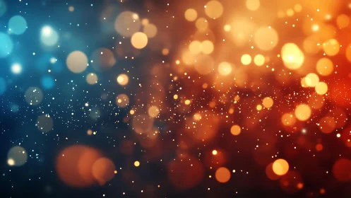 Abstract bokeh lights in blue and orange, dreamy digital art style.
