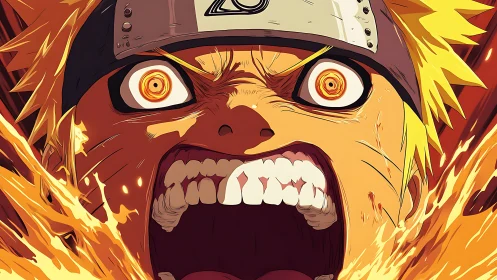 Blazing ninja energy bursting with fierce, unstoppable spirit.