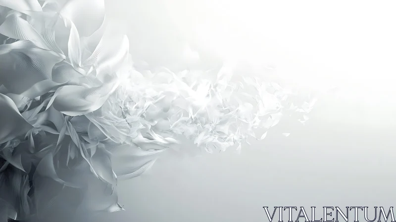 Ethereal White Abstract Flow in Minimal Digital Art Style.