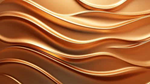 Liquid copper waves form smooth reflective metallic surface