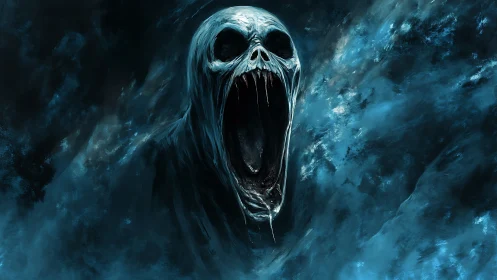 Spectral wraith emergence with cavernous sonic maw dynamics.