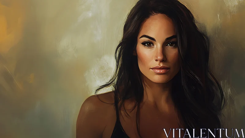 Soft-lit brunette portrait in expressive digital brushwork.