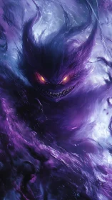 Sinister purple specter emerges from swirling cosmic void.