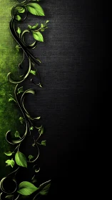 Graceful green vines curling over a deep dark backdrop.