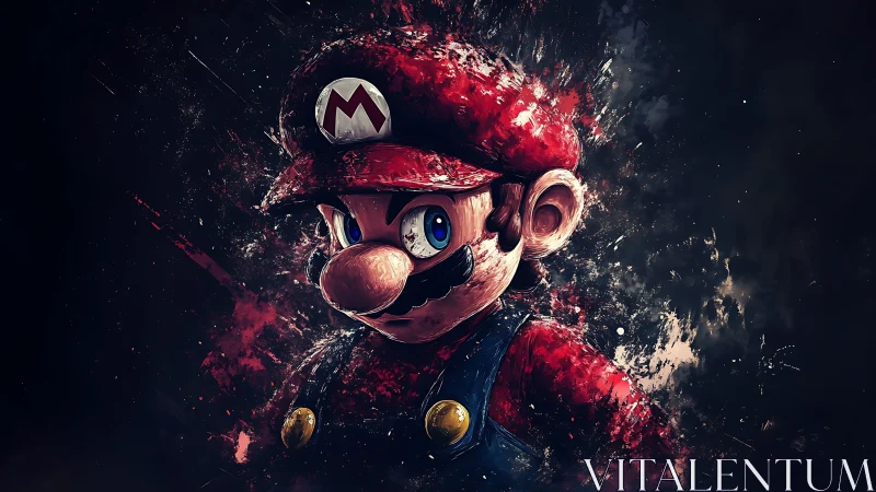 Heroic plumber emerges in explosive painterly splashes.