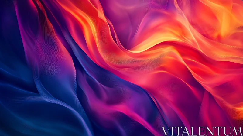 Layered gradient waves in warm and cool digital folds.