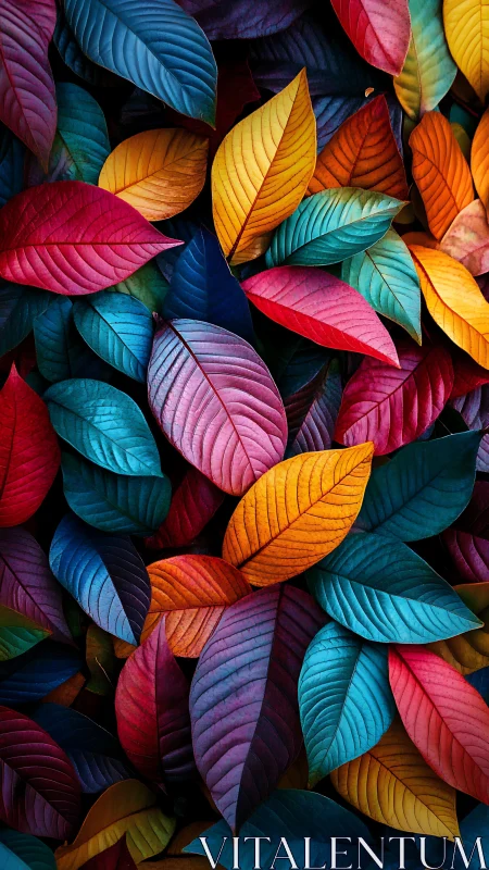 Multicolored overlapping leaves with varied tonal contrasts.