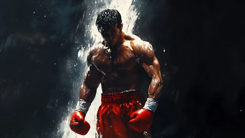 Muscular Male Boxer Rendered with Dynamic Dramatic Chiaroscuro Lighting