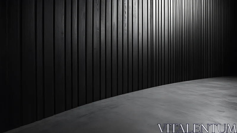 Shadowed timber wall quietly bends around concrete silence