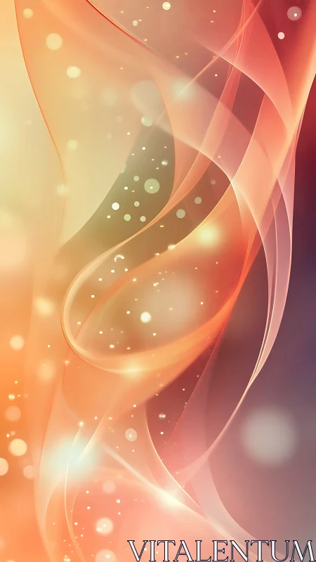 Translucent orange plasma waves with bokeh light particles