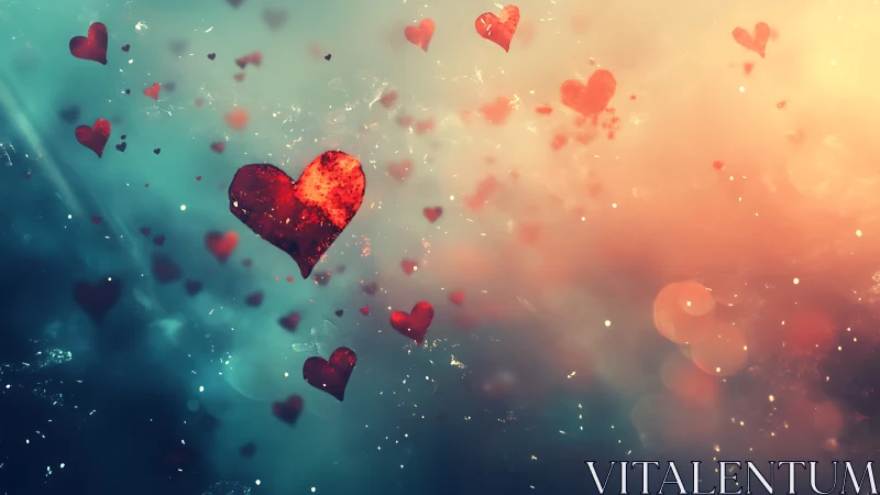 Volumetric Particle Heart Forms Within Gradient Atmospheric Rendering