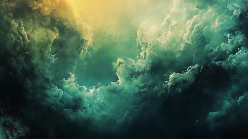 Nebula cloud vortex glows beneath diffuse golden light above