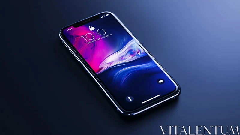 Modern smartphone displaying vibrant abstract lock screen design