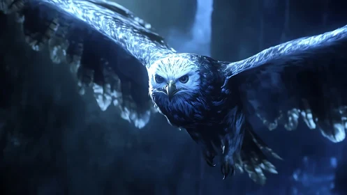 Majestic eagle in flight at night, detailed digital fantasy art.