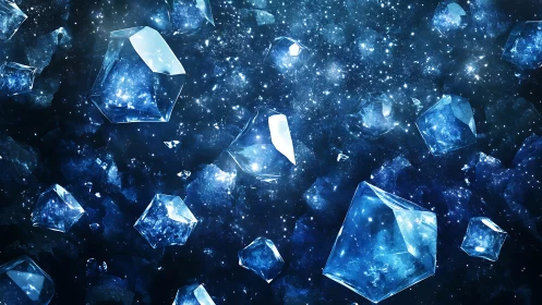 Digital painting of crystalline nebula fragments in deep space.