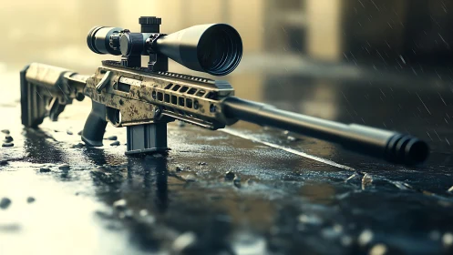 Precision Scope: A Tactical Rifle's Patient Vigil.