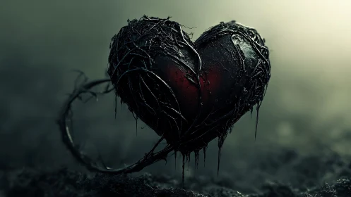 Thorned Heart Bleeds Sorrow in Darkened Mist.