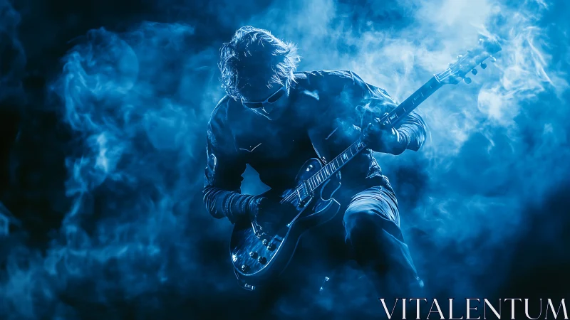 Blue haze guitar solo ignites a night of electric sound.