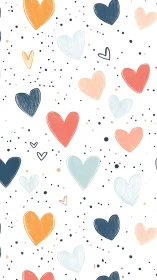Playful Heart Pattern with Soft Watercolor Style.