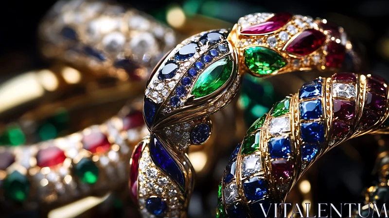 Jeweled serpent bangles curl into a vortex of color and light