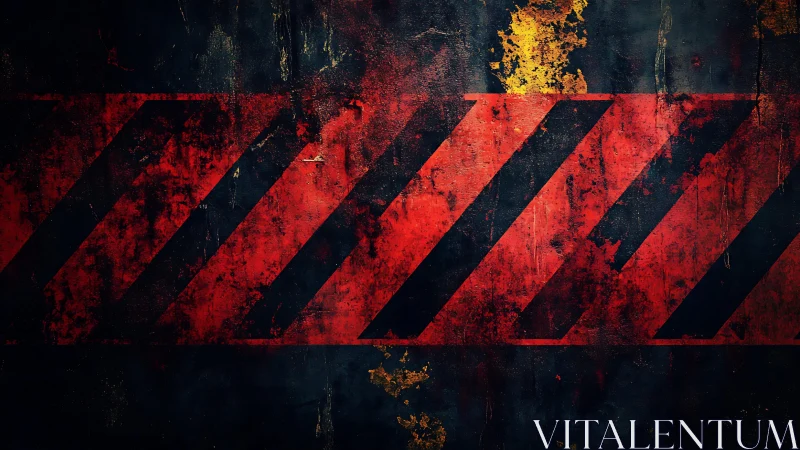 Grungy Red and Black Diagonal Striped Warning Background.
