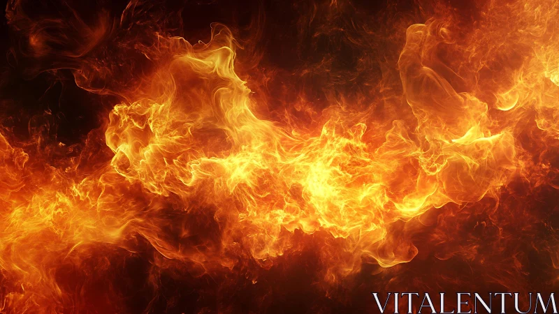 Intense swirling fire flames on black background, high-detail digital art.