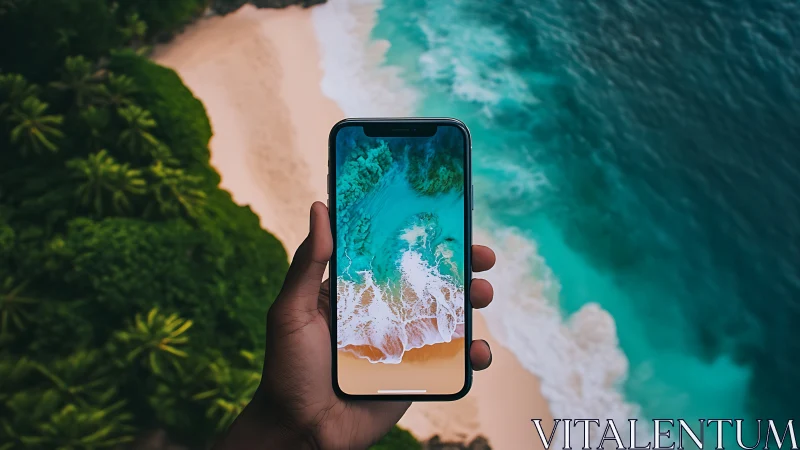 Paradise Captured: Aerial Beach in Hand.