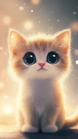 Enchanting Kitten with Luminous Eyes and Glowing Golden Aura