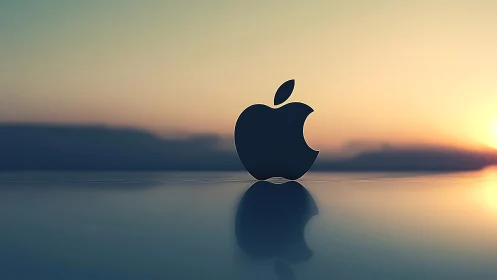 Gentle tech icon glowing softly in a calm sunset horizon.