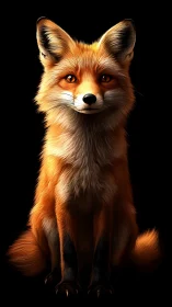 Fox philosopher sits in radiant fur against midnight silence