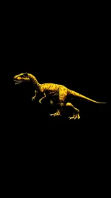 High-contrast velociraptor silhouette rendered in neon yellow