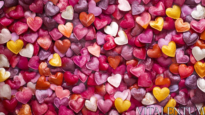 Multicolored Heart-Shaped Confections Rendering Saturated Chromatic Gradient Distribution