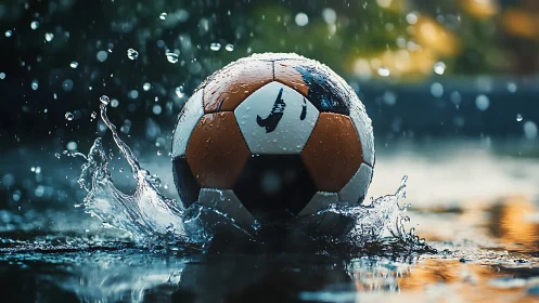 High-speed soccer ball impact captures dynamic water splash