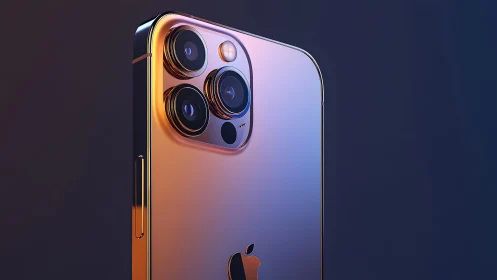 Modern smartphone close-up with sleek metallic finish and bold lighting.