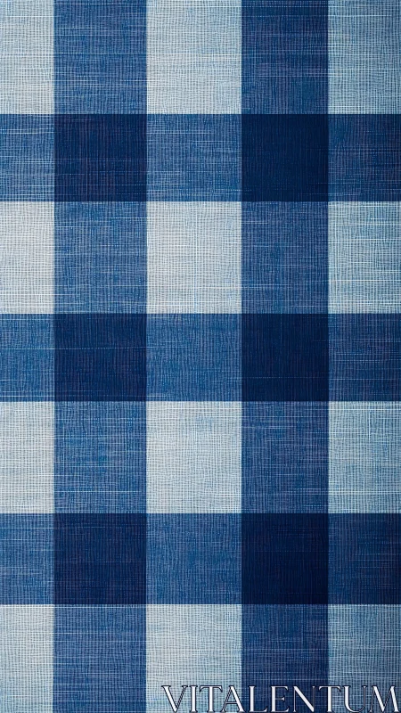 Blue gingham check textile pattern with woven grid detail.
