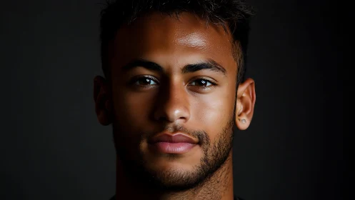 Moody male portrait with dramatic studio lighting.