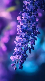 Wisteria Bloom Cascade: Pendant Flowers with Chromatic Gradient Illumination