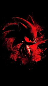 Red-streaked hedgehog silhouette radiates dark electric fury