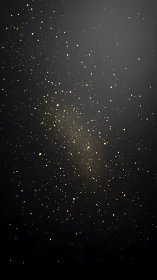 Dense golden particle field disperses across dark vignetted background