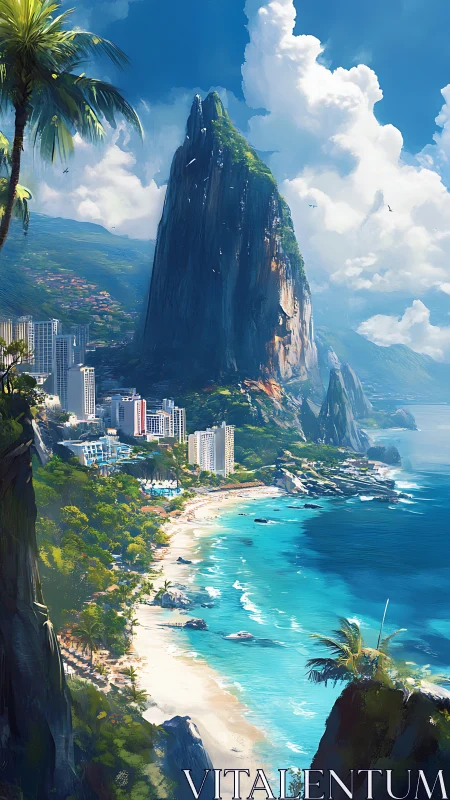 Coastal Monolith: Digital Landscape Rendering.