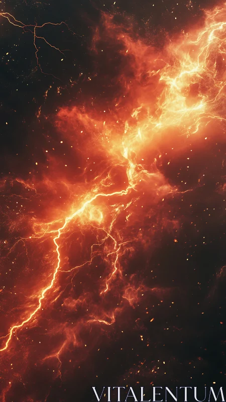 Cosmic Lightning Through Nebula Clouds.