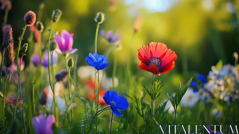 Wildflower meadow in vibrant bloom.
