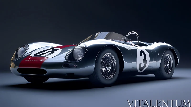 Racing legend glides forward under studio-slick spotlight glow